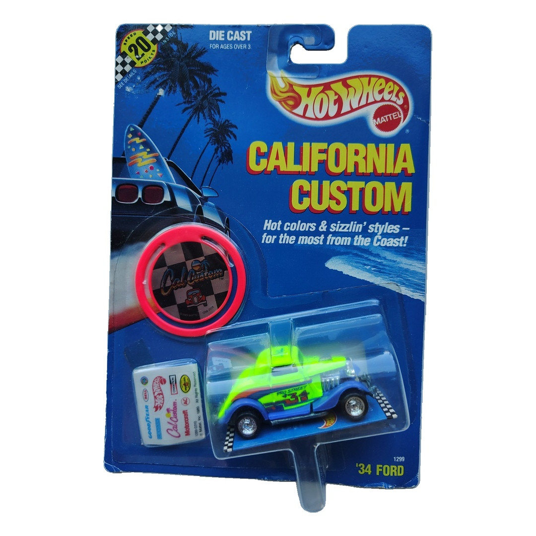3-Window ’34 (Bright Lime, Chrome Turbo Wheels, Blue Outline)