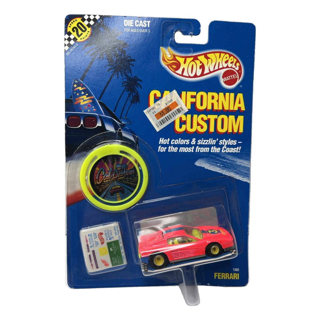 Ferrari Testarossa (Neon Red, Yellow Real Riders, Yellow and Blue Interior)