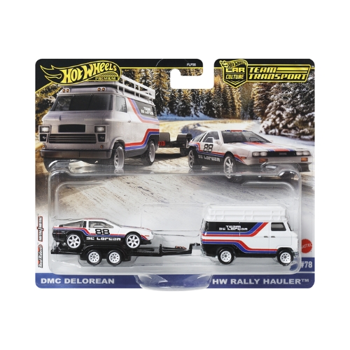 DMC DeLorean & HW Rally Hauler & HW Rally Trailer