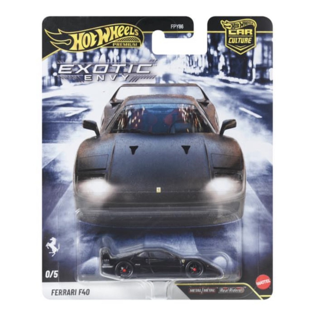 Hot Wheels Ferrari F40 (Black) in 2027 Exotic Envy packaging