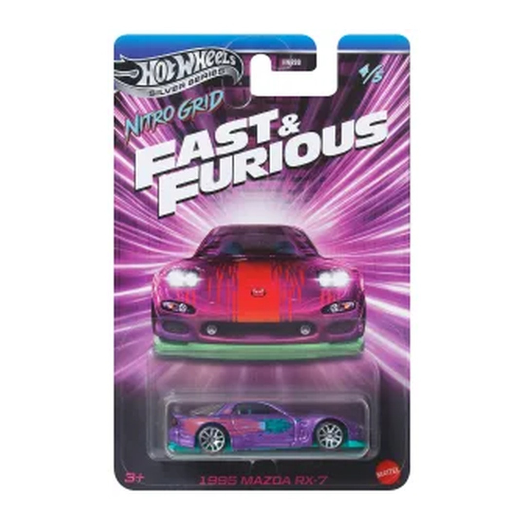 2027 Fast & Furious Nitro Grid 1995 Mazda RX-7 in purple, full card and blister