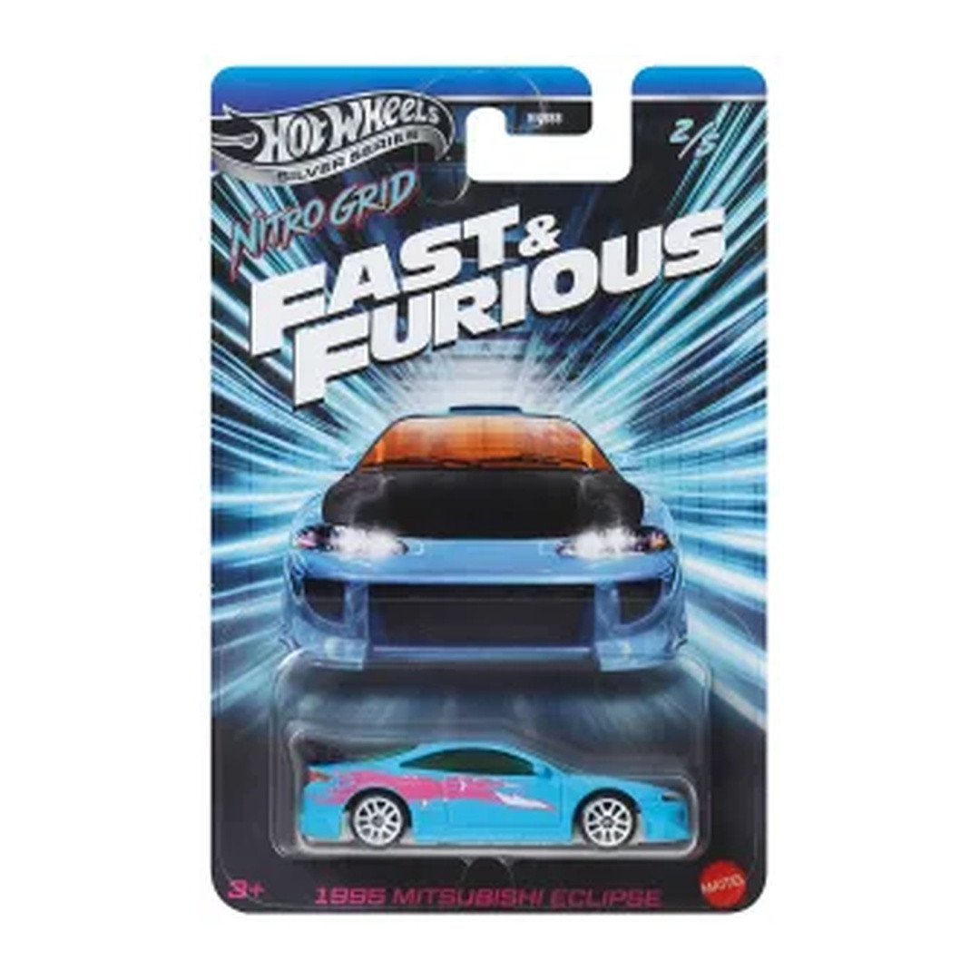 2027 Fast & Furious Nitro Grid 1995 Mitsubishi Eclipse in blue, full card and blister