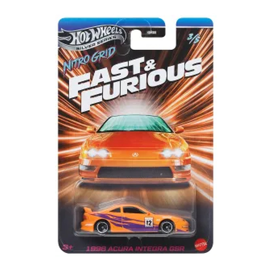 2027 Fast & Furious Nitro Grid 1996 Acura Integra GSR in orange, full card and blister