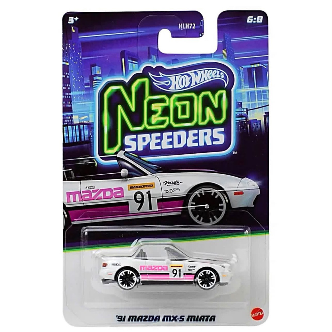 2027 Hot Wheels Neon Speeders '91 Mazda MX-5 Miata in its full card and blister packaging