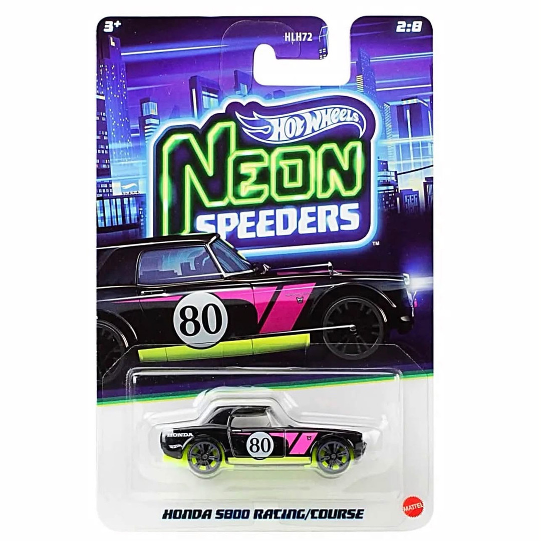 2027 Hot Wheels Neon Speeders Honda S800 Racing in its full card and blister packaging