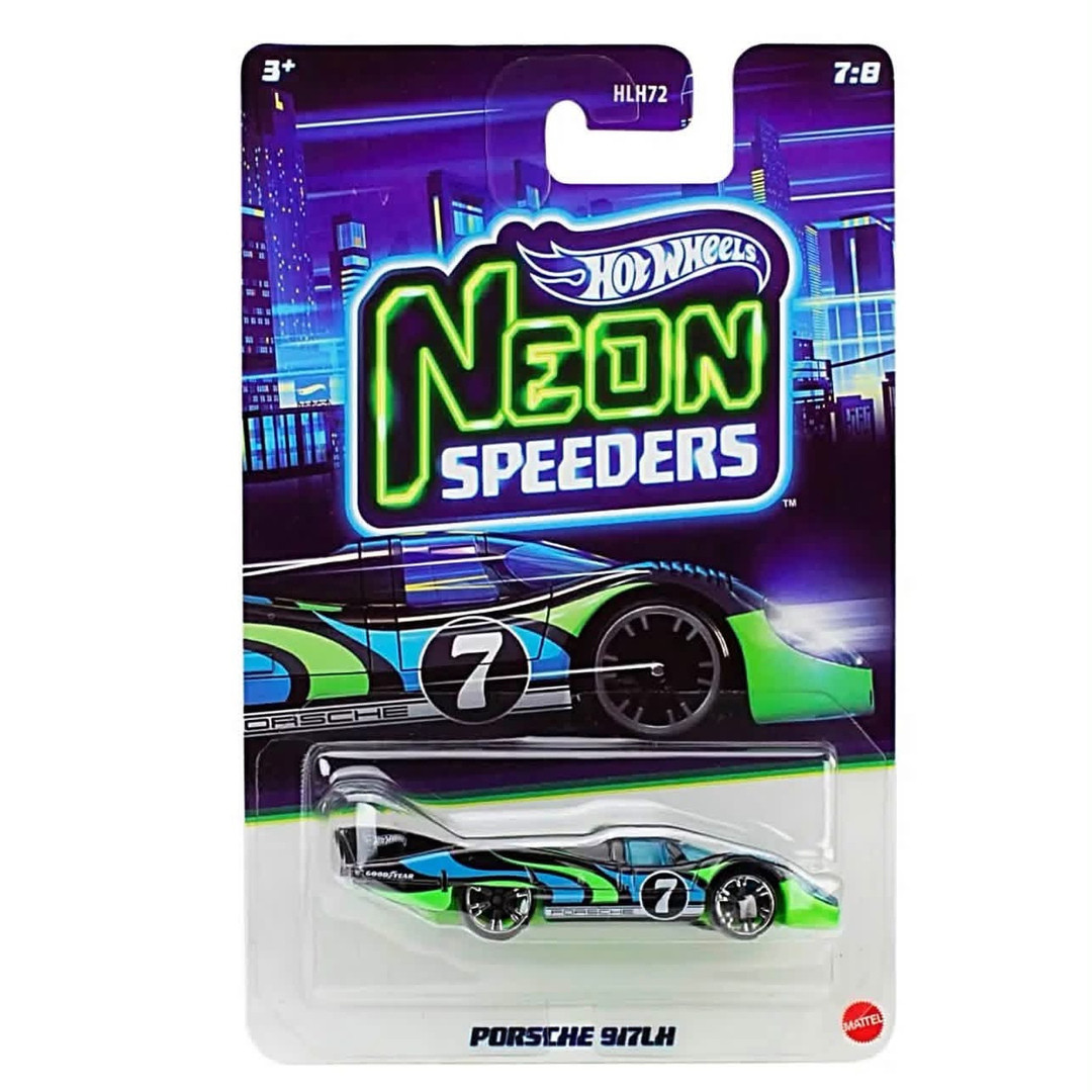 2027 Hot Wheels Neon Speeders Porsche 917LH in its full card and blister packaging