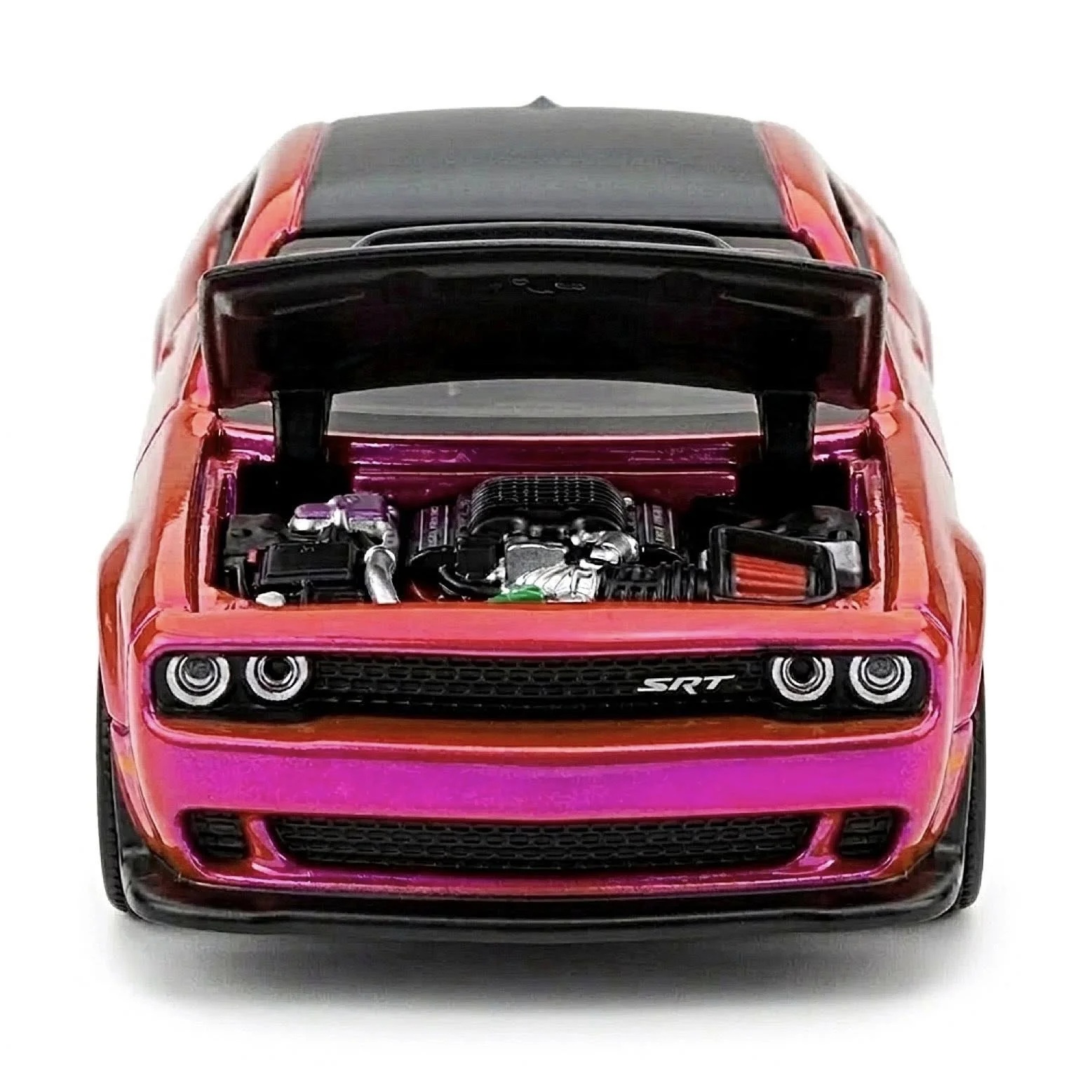 Pink RLC Dodge Challenger SRT Demon 170 prototype with its hood open