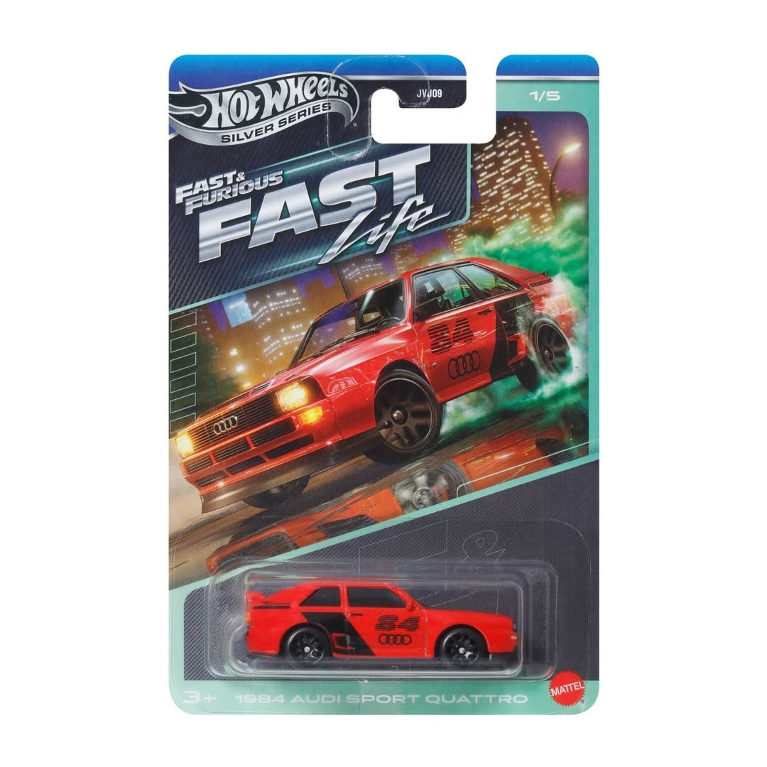 2027 Fast and Furious Fast Life 1984 Audi Sport quattro in its carded packaging